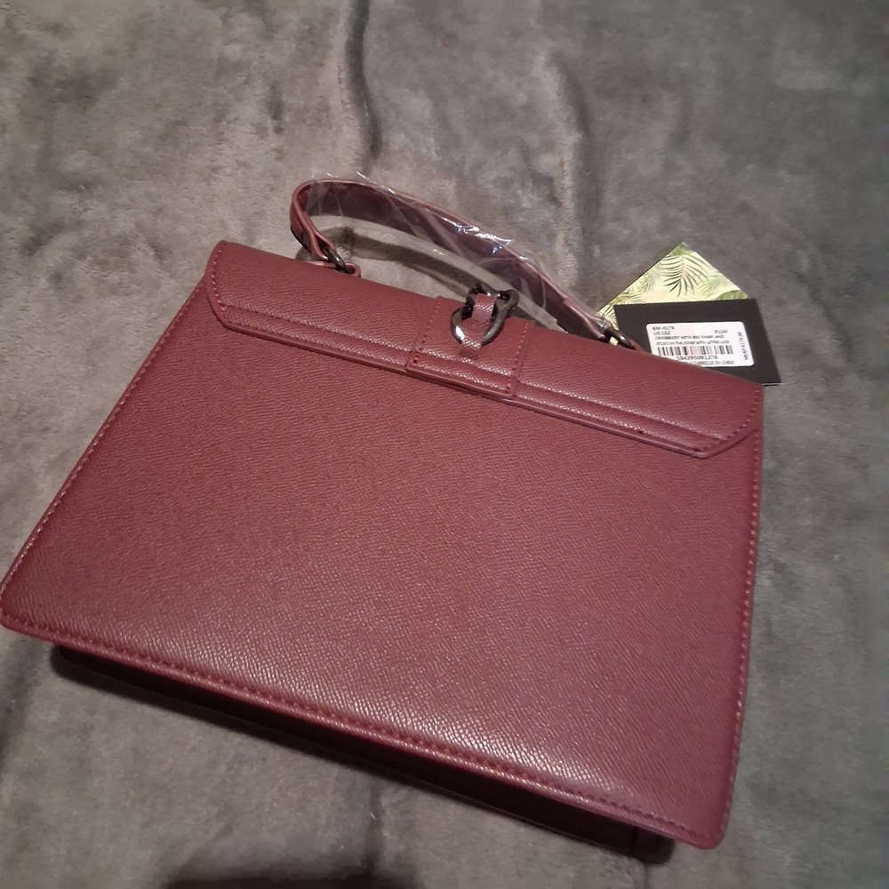 New Badgley Mischka Tote Purse Front Lock Plum Purple NWT Crossbody $179 MSRP - Picture 2 of 8